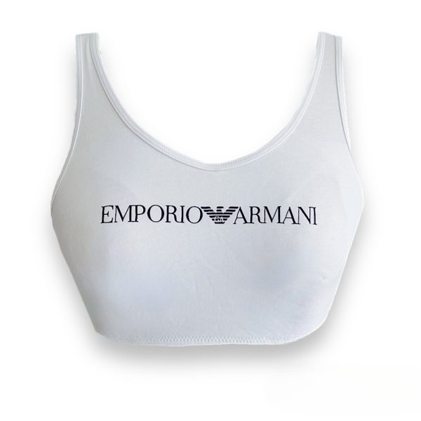 Emporio Armani | חזיית טופ לוגו לבנה אימפוריו ארמני