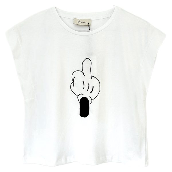 Souvenir | חולצה לבנה אופנתית אצבע משולשת סובניר